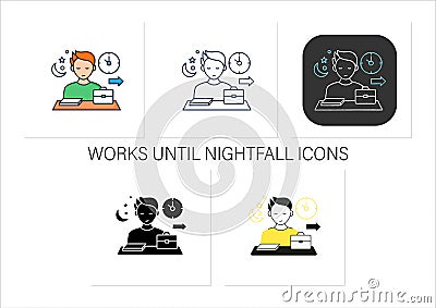 Workaholic icon set Vector Illustration