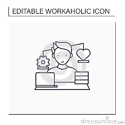 Workaholic line icon Vector Illustration