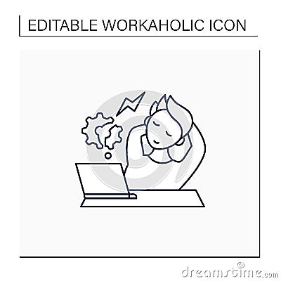 Workaholic line icon Vector Illustration