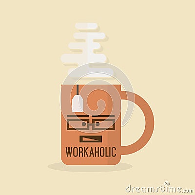 Workaholic Mug - Abstract orange flat mug icon Stock Photo