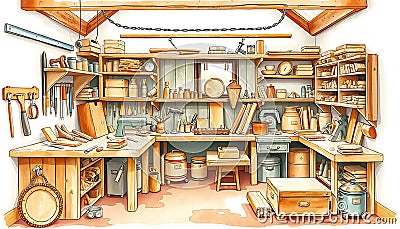 Workbench with tools, workshop craft, Stock Photo, Generative AI Stock Photo