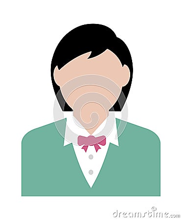 Worker avatar icon illustration upper body / Female worker , female business person Vector Illustration