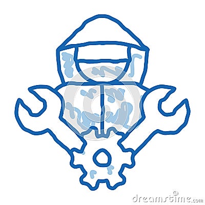 Worker Car Repair doodle icon hand drawn illustration Vector Illustration