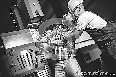 Worker caught in the machine and seriously injured Stock Photo