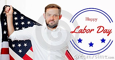 Worker celebration on labor day. American flag Stock Photo