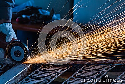 Worker are cutting steel Stock Photo