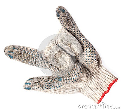 Worker dirty gloves isolated on white Stock Photo