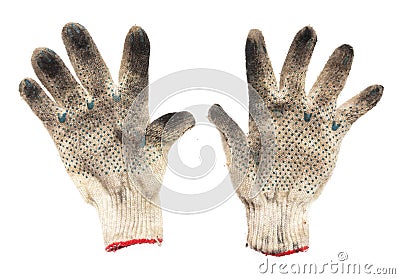 Worker dirty gloves isolated on white Stock Photo