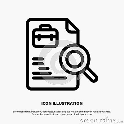 Worker, Document, Search, Jobs Line Icon Vector Vector Illustration