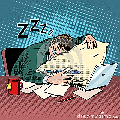 Worker dream workplace fatigue processing Vector Illustration