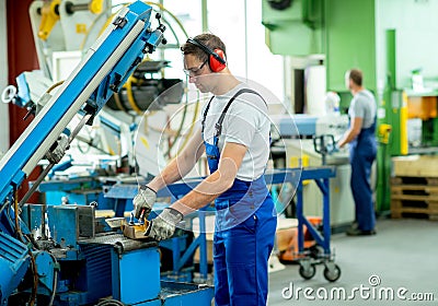 Worker in factory Stock Photo