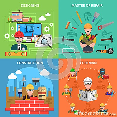 Worker Flat Set Vector Illustration