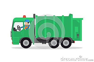 The worker on the garbage truck Vector Illustration