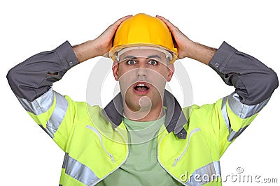 Worker gasping. Stock Photo