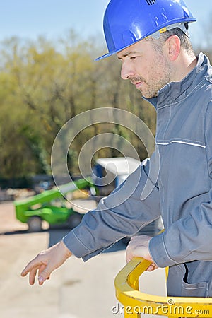 worker giving orders Stock Photo