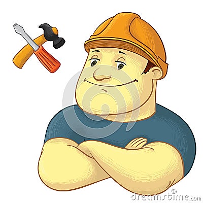 Worker with hardhat helmet Vector Illustration