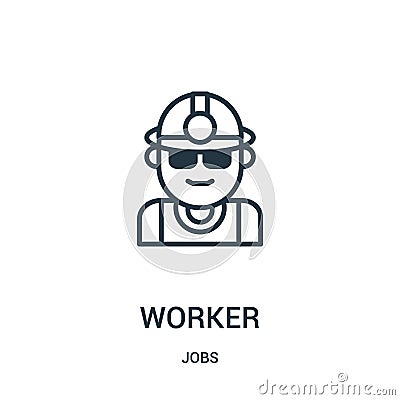 worker icon vector from jobs collection. Thin line worker outline icon vector illustration. Linear symbol Vector Illustration