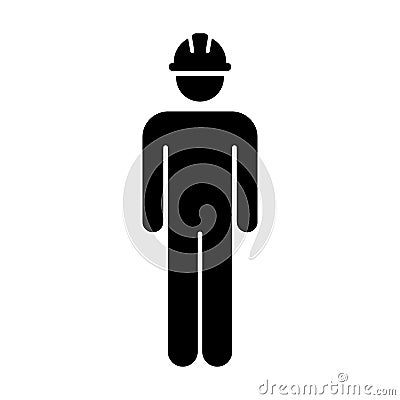 Worker Icon Vector Male Service Person of Building Construction Workman With Hardhat Helmet in Glyph Pictogram Symbol Vector Illustration