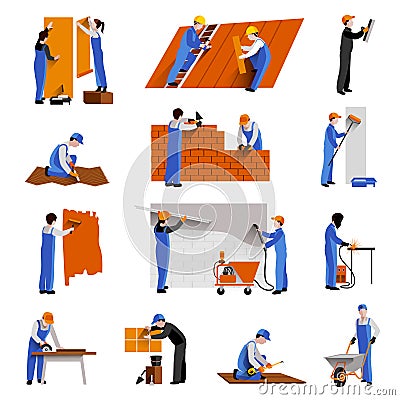 Worker Icons Set Vector Illustration