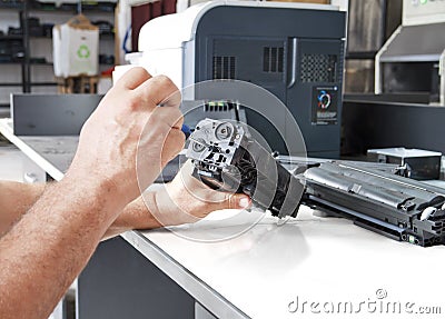 Worker laser printer Stock Photo