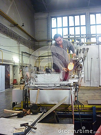 Worker makes Murano glass Editorial Stock Photo