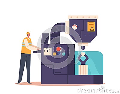 Worker Male Character Implementing Measures To Mitigate Risks, And Monitoring And Adjusting Controls, Analyzing Data Vector Illustration