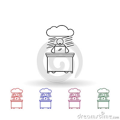 Worker in no prospect multi color icon. Simple thin line, outline vector of people in the work icons for ui and ux, website or Stock Photo
