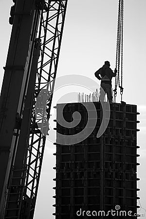 Worker pouring cement Stock Photo