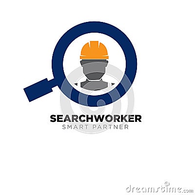 Worker search logo designs for construction service Vector Illustration