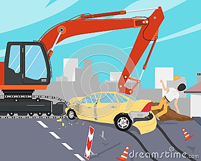 Worker shot down Vector Illustration