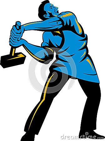 Worker with sledge hammer Vector Illustration