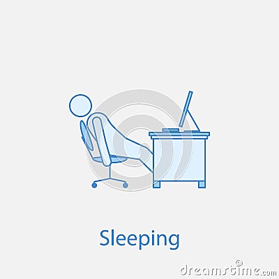 worker is sleeping 2 colored line icon. Simple colored element illustration. worker is sleeping outline symbol design from man in Cartoon Illustration