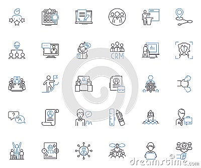 Worker system line icons collection. Labor, Employment, Workforce, Staffing, Job, Occupation, Workload vector and linear Vector Illustration