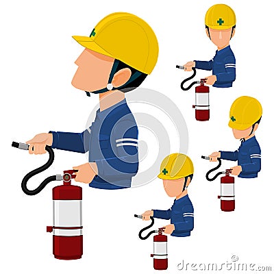 Worker is using extincteur Vector Illustration