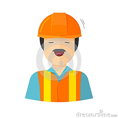 Worker vector illustration, construction builder character, workman happy face. repairman Vector Illustration