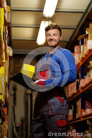 Worker on a warehouse Stock Photo