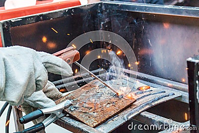 Worker weld metal Stock Photo