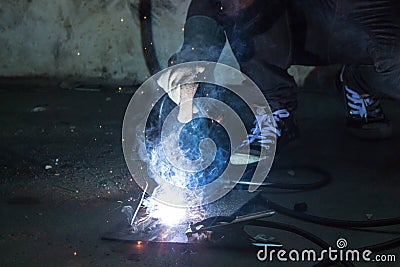 Worker weld metal Stock Photo