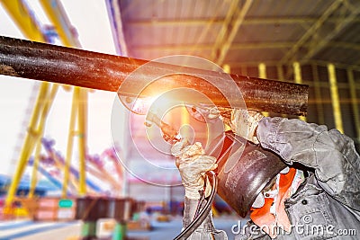 Welding steel construction Stock Photo