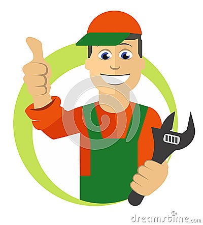 Worker with wrench Vector Illustration