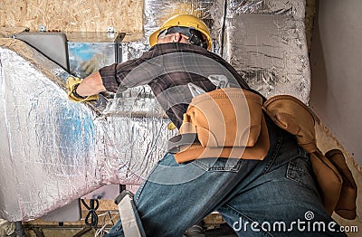 Heating and Cooling Work Stock Photo