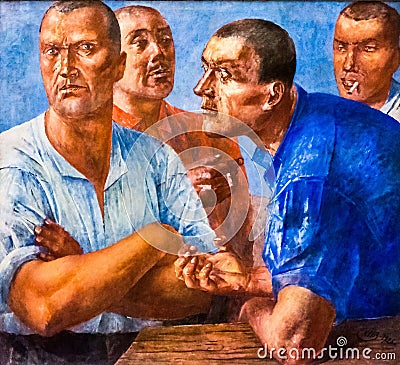 Workers, author Kuzma Petrov-Vodkin, 1926 Editorial Stock Photo