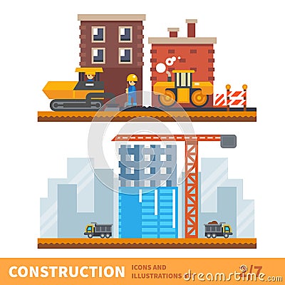 Workers building a house Vector Illustration