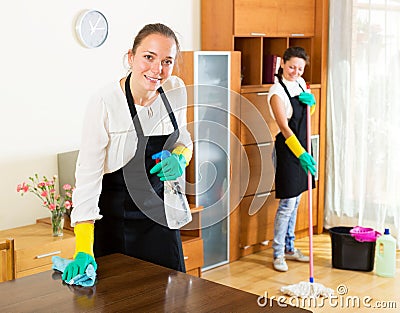 Workers of cleaning company Stock Photo