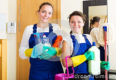 Workers of cleaning company Stock Photo