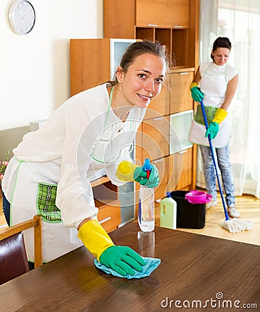 Workers of cleaning company Stock Photo