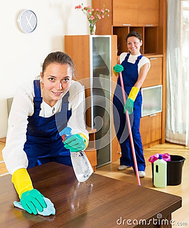 Workers of cleaning company Stock Photo