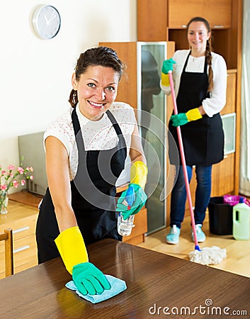 Workers of cleaning company Stock Photo