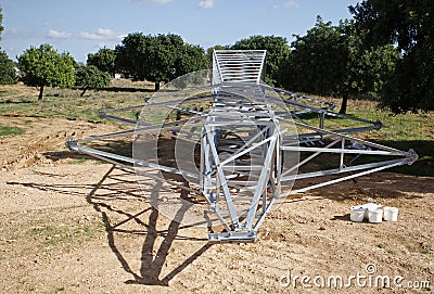 Electrical high tension tower in Mallorca Stock Photo