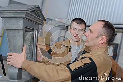 Workers at marble factory Stock Photo